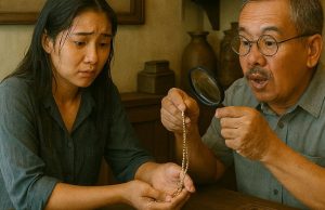 My husband threw me out and wanted a divorce. I went to pawn my childhood necklace, but the shopkeeper’s words left me sh0cked…