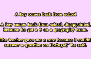 A boy comes back from school