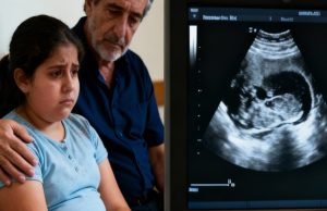 During a visit to the clinic, a doctor notices a teenage girl behaving strangely around her father. An ultrasound soon reveals something deeply disturbing…