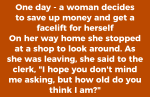 One day – a woman decides to save up money and get a facelift for herself