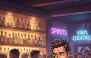 A girl’s sitting alone at a bar.