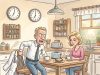 A husband (a doctor) and his wife are having a fight at the breakfast table: