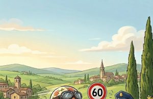 An old lady is speeding down a highway