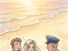 A policeman sends his wife and kid to a resort for a vacation.