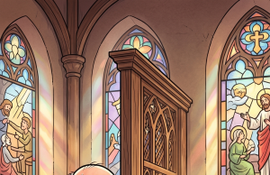 The elderly Italian man went to his parish priest