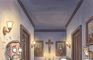 Two priests are off to the showers late one night.
