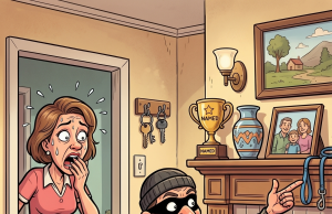 Three robbers entered a house.
