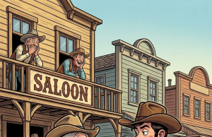 An old woman walked up and tied her old mule to the hitching post.