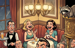 A good-looking guy is sitting in a bar, sipping a whiskey.