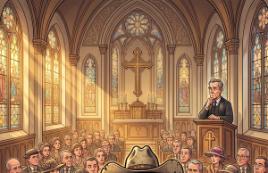 Old man goes to church